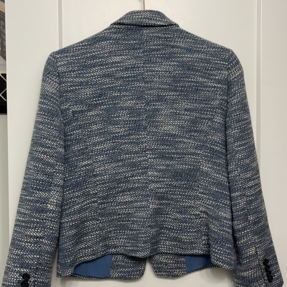 ANN TAYLOR Blue and White Blazer Workwear Size 4 - Picture 6 of 12